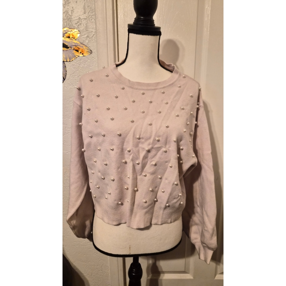 Zara Cream Pink Knit Sweater MED